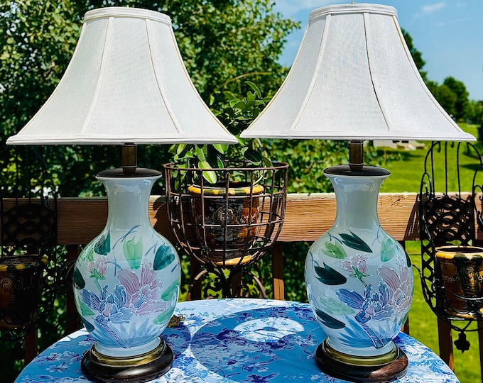 Frederick Cooper Handpainted Moriage Lamps *Sold as a pair