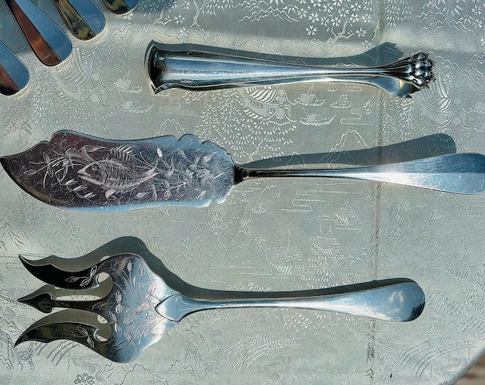 Antique Christofle Silver Plated 27 Piece Fish Service