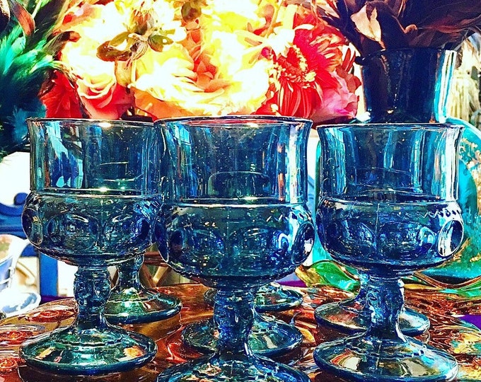 Tiffin Kings Crown Sapphire Goblets *Set of 7