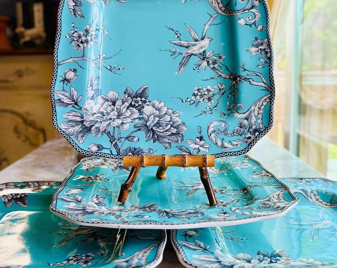 222 Fifth Adelaide Turquoise 11” Dinner Plates *Set Of 4