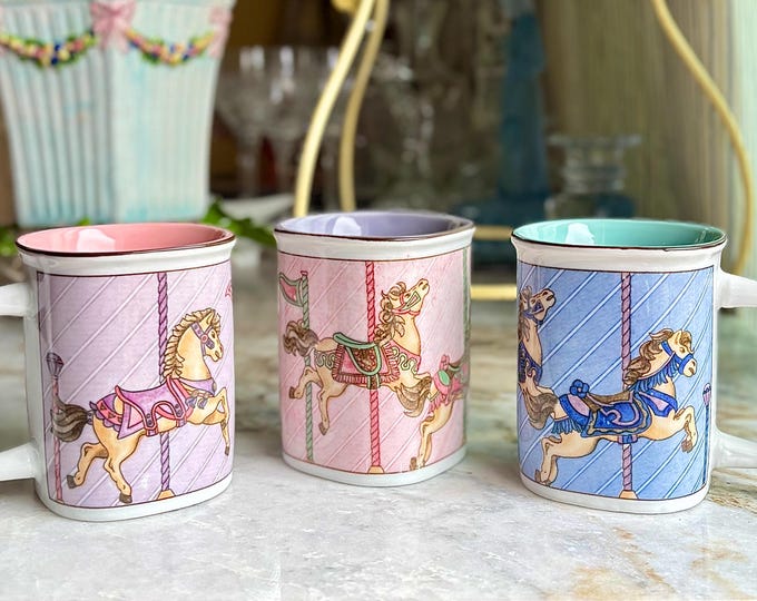 Trio of Takahashi Carousel Horse Mugs