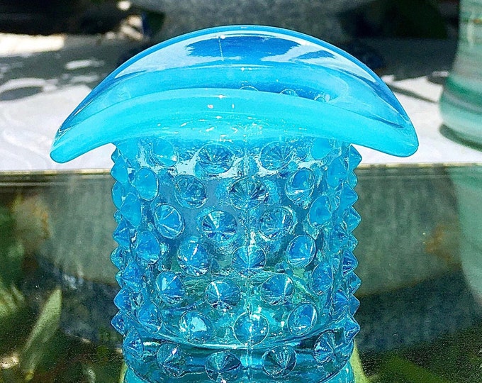 Fenton Opalescent Blue Hobnail Toothpick Holder