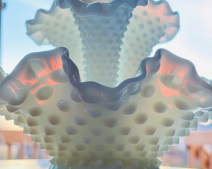 Fenton Opalescent Diamond Point 4 Piece Epergne