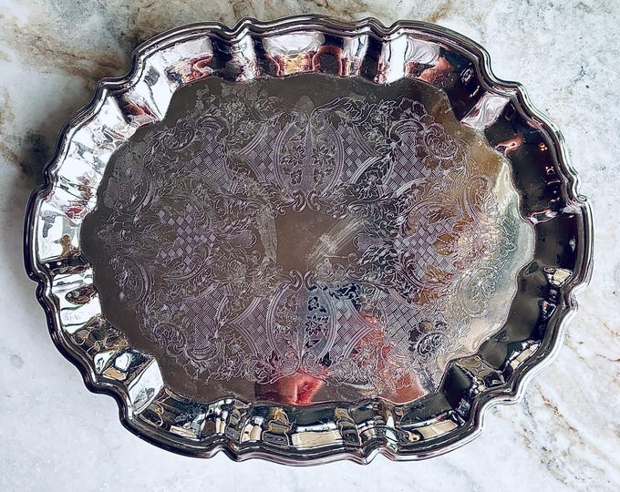 Sheridan Silverplated Footed Baroque Tray