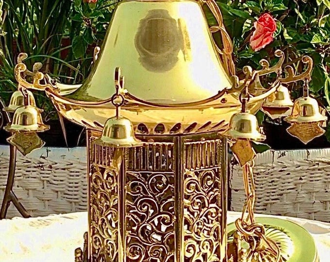 Chinoiserie Regency Brass Pagoda Pendant Light