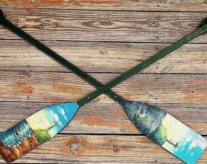 Coastal Hand Painted Vintage Oar’s *Pair