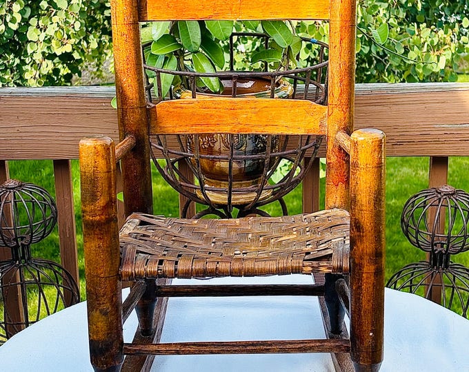 Primitive American Maple Child's Ladder Back Rocking Chair