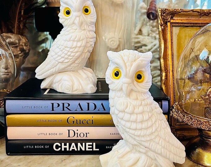 Mid-Century Italian Sandstone Owl Statue’s *Pair