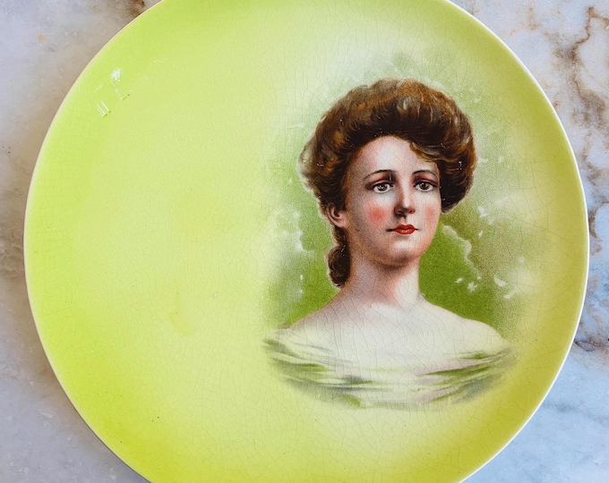 Antique French Hand Painted Crackle Portrait Plate Circa 1800’s