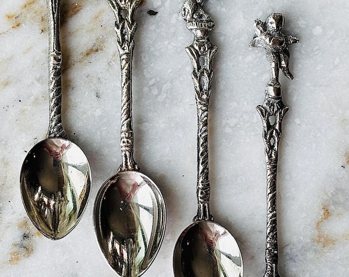 Italian Renaissance Silver Plated Figural Demitasse Spoons *Set of 4