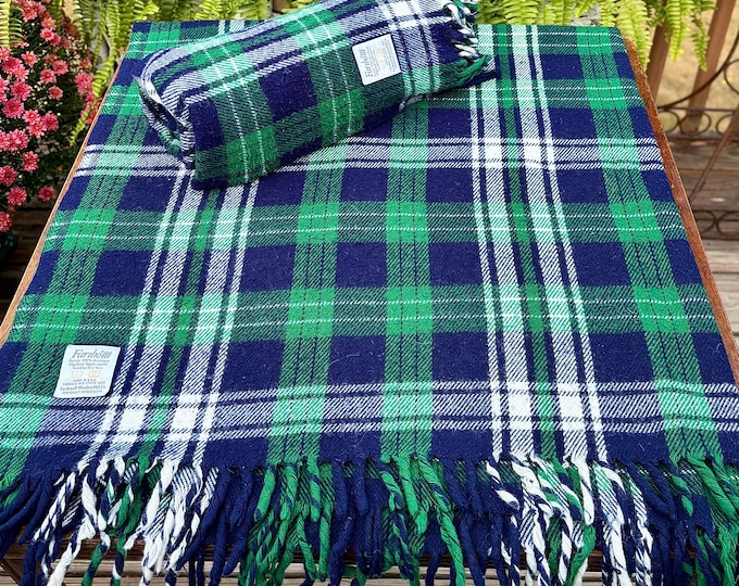 Vintage Faribo Black Watch Plaid Fringed “Explorer” “Pak-A-Robe” Throw