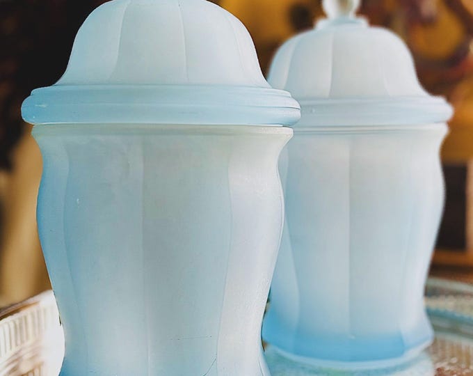 Indiana Glass Blue Satin Canister/Temple Jar *Each sold separately