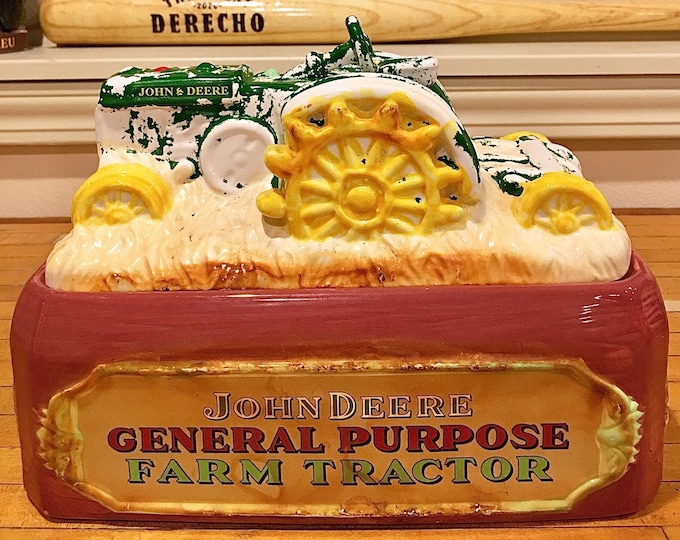 Patinad John Deere Tractor Cookie Jar