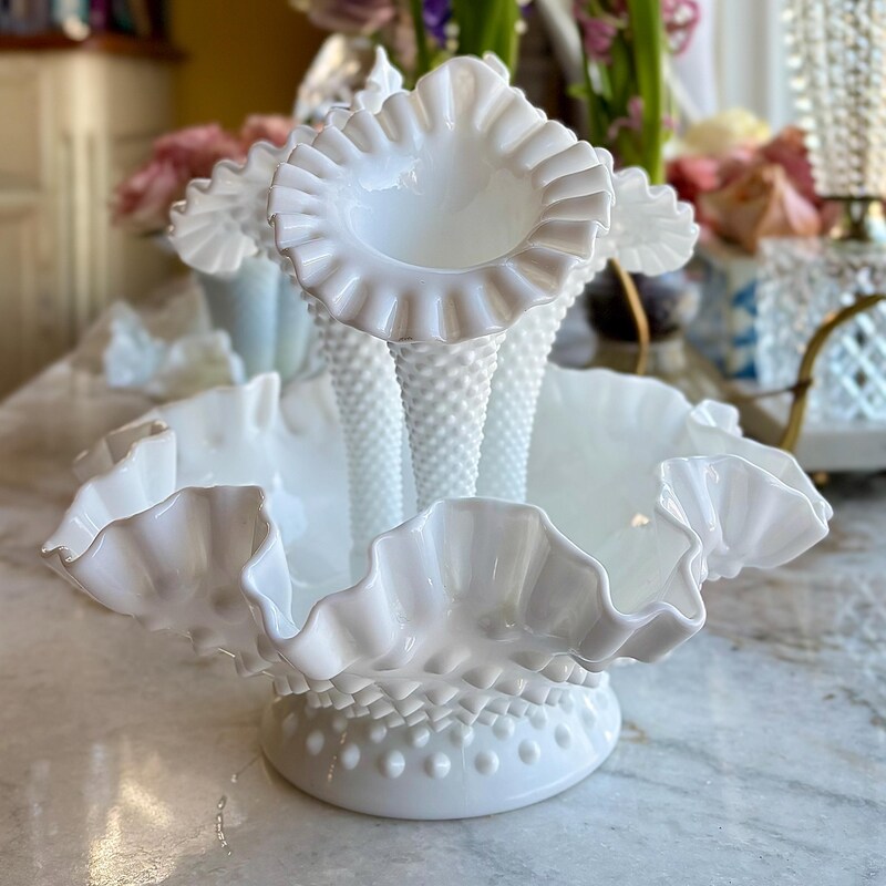 Milk Glass Epergne - Etsy