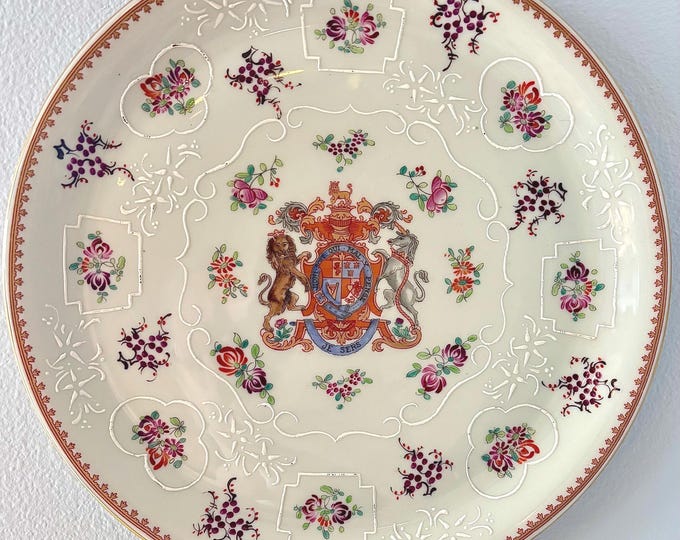 Limoges Porcelaine de Paris Edmé Samson Style Heraldic Armorial 12” Plate