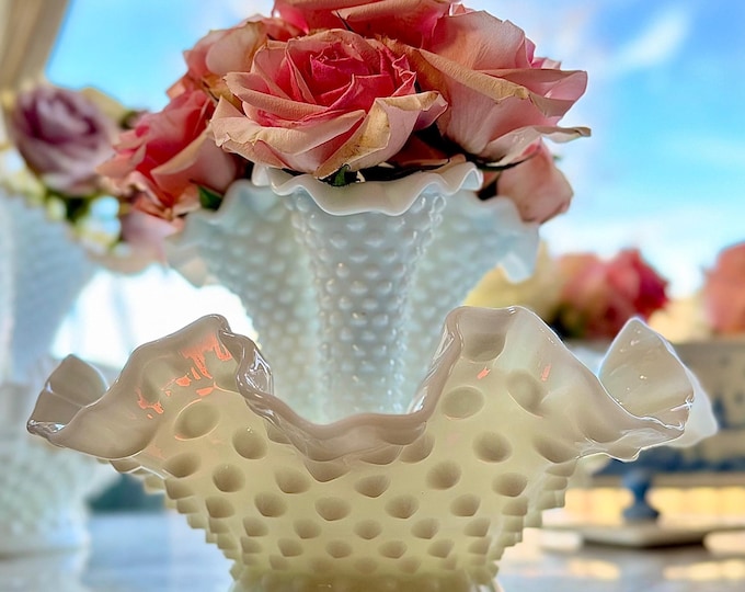 Fenton Opalescent Diamond Point 4 Piece Epergne