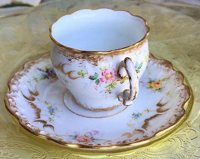 Limoges Handpainted French Déposé Demitasse and Saucer