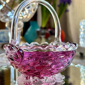 Venetian Murano Glass Basket in Pink