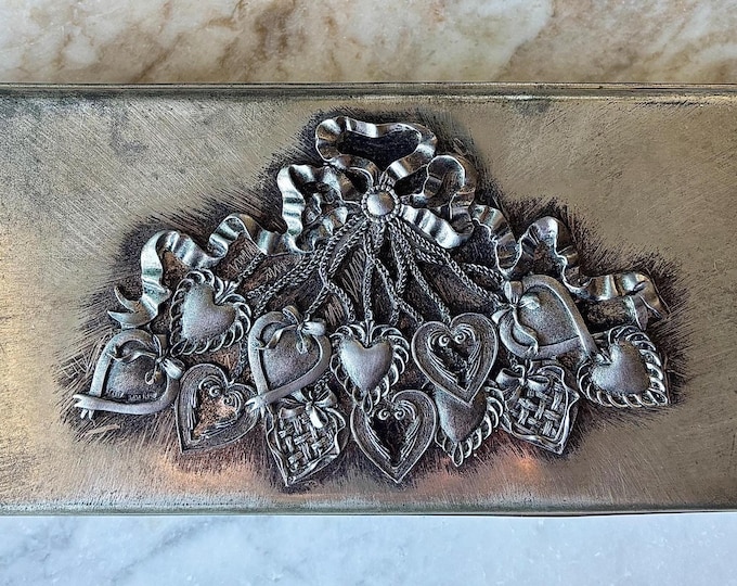 Victorian Metzke Pewter Heart Box