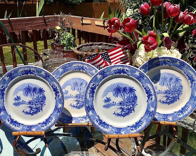 Antique Chinoiserie Hotel Plate’s “Bahama” by Syracuse China *Set of 4