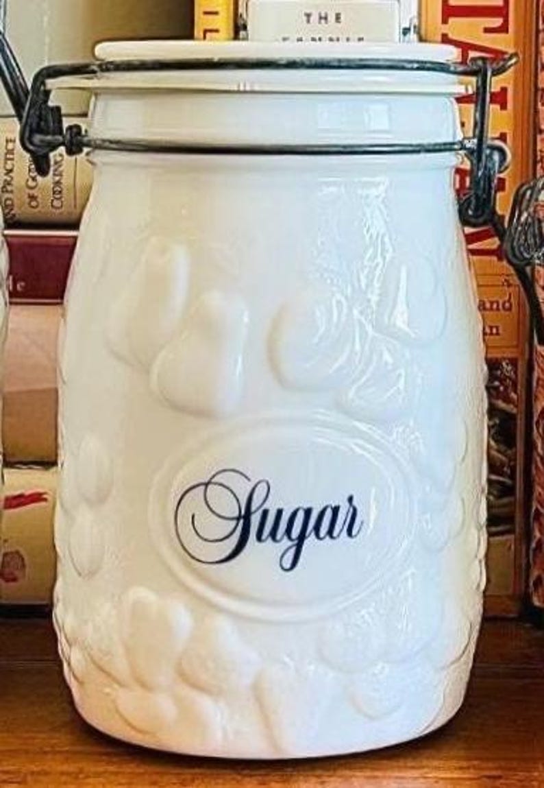 Container Jars With Script Milk Glass & Navy Script Canister Set by Wheaton *set of 4 - Etsy