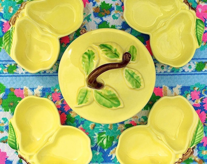 Mid-Century Yellow Pear Snack Set by Belmar of California *6 Piece Set
