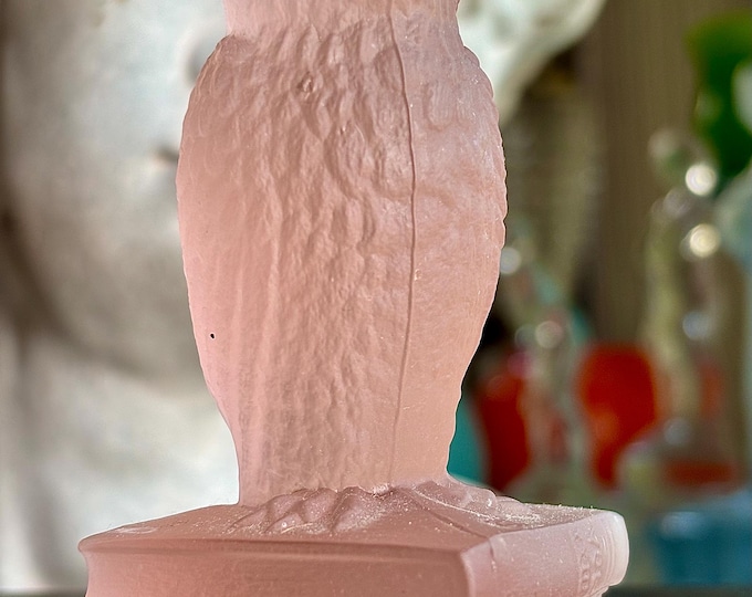Westmoreland Pink Satin Glass & Rhinestone Eyed Paperweight/Figurine
