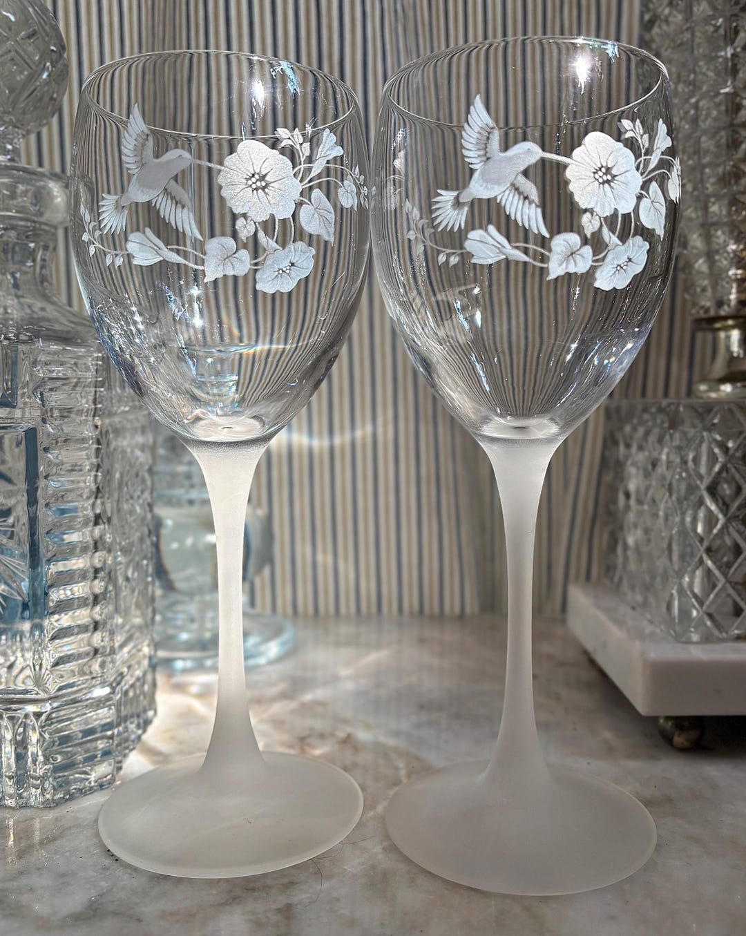 Hummingbird Crystal Goblets by Vintage Avon *set of 4 - Etsy