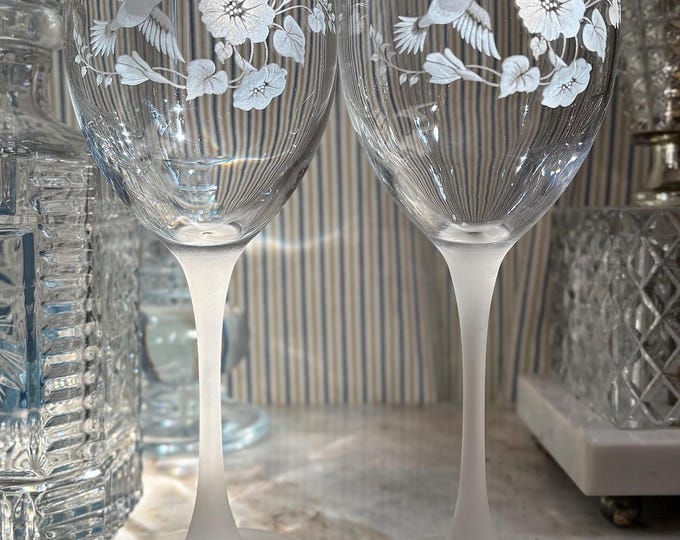 Hummingbird Crystal Goblets by Vintage Avon *Set of 4