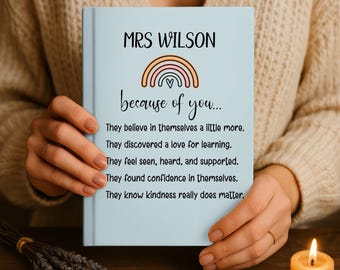School Leader Journal, Personalized Teacher Journal, Because of You Gift, Hardcover Notebook, Staff Appreciation Keepsake For Principal SLP