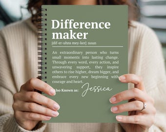 Going Away Present, Leader Appreciation Notebook, Personalized Difference Maker Journal, Custom Coworker Gift, Farewell Gift with Name