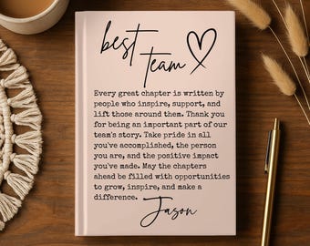 Personalized Employee Appreciation Journal, Best Team Award Gift, Year End Corporate Notebook, Staff Recognition Keepsake