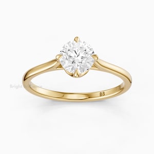Anelli di fidanzamento solitari con taglio rotondo, anelli con diamante rotondo creato in laboratorio, anelli da sposa per anniversario per donna, fedi nuziali con diamanti simulati