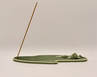 Porte-encens fait main en porcelaine | Attrape-cendres minimaliste en céramique, décoration zen