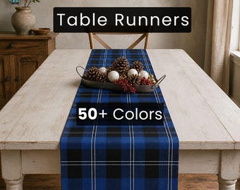Ramsay Blue Plaid Runners for Dinning Décor – 50+ Colors offered