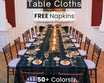 Blackwatch Tartan Fabric TableCloth + Napkin - Also Offered In 50+ Tartan Color