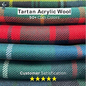 Acryl wollen tartanstof per meter - 137 cm breed, verkrijgbaar in meer dan 50 kleuren. afbeelding 1