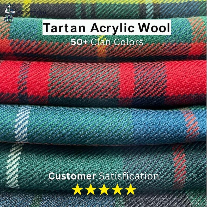 Acryl wollen tartanstof per meter - 137 cm breed, verkrijgbaar in meer dan 50 kleuren. afbeelding 1