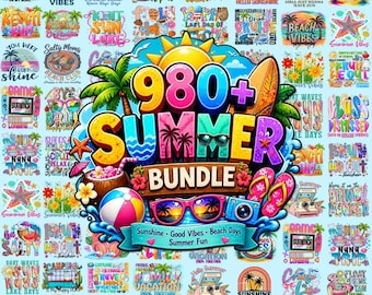 Retro Summer PNG Bundle, Coquette Bow Retro Summer Beach Vibes, Trendy Preppy Lemon Stay Cool Sunshine Sunflower Salty Sublimation Designs
