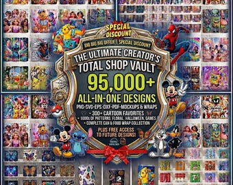 Plus de 95000 + 20 oz variété Pack gobelet mega Wrap Bundle, gobelet PNG de dessin animé, tous les dessins de personnages de dessins animés Sublimation gobelet, téléchargement numérique