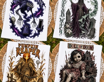 Retro Horror Png Bundle, Halloween Characters PNG, Creepy Monster Art, Dark Fantasy Shirt Designs, Gothic Spooky Season PNG Digital Download