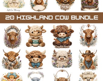 Highland Cow PNG Bundle, Patina Blue Western Cow Sublimation, Washed Linen Scottish Coo, Cowgirl Faux Yarn Shirt Design Digital Download