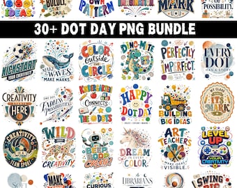 Happy Dot Day PNG Bundle, 30+ Cute Dot Art Sublimation, International Polka Dot Day Shirt Designs, Colorful Baseball Png, Digital Download