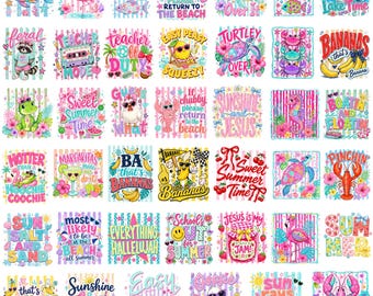 56 Preppy Summer Striped PNG Bundle, Coastal Bow PNG, Sublimation Designs, Coquette Beach Vibes, Vacation Margarita PNG Digital Download