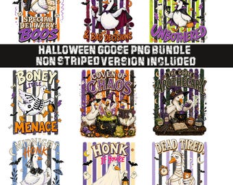 Halloween Goose PNG Bundle, 28 Spooky Shirt Designs, Preppy Halloween Fall, Trendy Silly Goose Pumpkin Sublimation Files, Digital Download