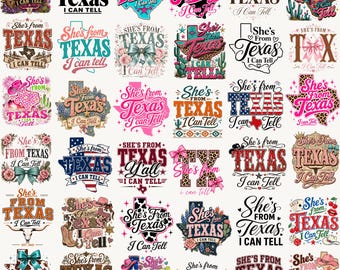 80+ She’s From Texas PNG Bundle, I Can Tell Western Cowgirl Sublimation, Texas Girl Shirt Designs, Pink Leopard Boots PNG, Digital Download