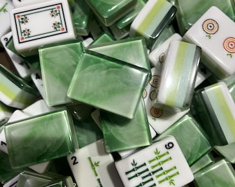 Jade Mist American Mahjong Set, Soft Green Acrylic Tiles, Botanical Design, Gift