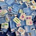 Bluebell Garden American Mahjong Set, Translucent Blue Tiles, Ladybug Joker