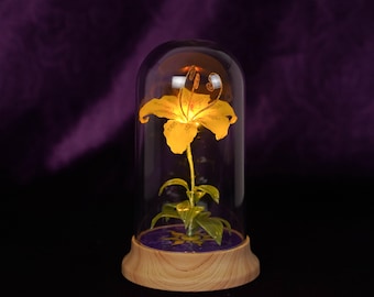 Princess Golden Flower Lamp Ambient Light Handmade Heat Shrink Art Night Light Kids Room Decor Gift Fairy Tale Fans Decorative Table lLght