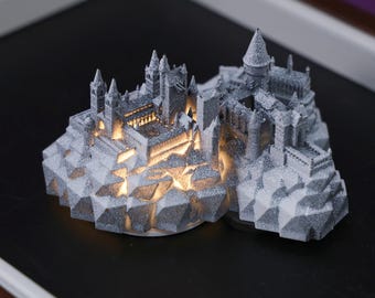 Magical Castle Fridge Magnet Light Up Snow Covered Resin Miniature Rechargeable Magnetic Fridge Decor Fantasy Wizard Gift Movie Fan Magnet